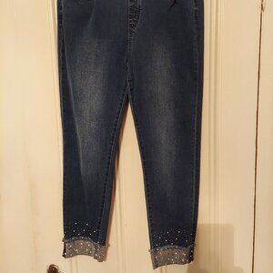 Soft Surroundings Blue Denim Jeans with Embellished Hem Design size M